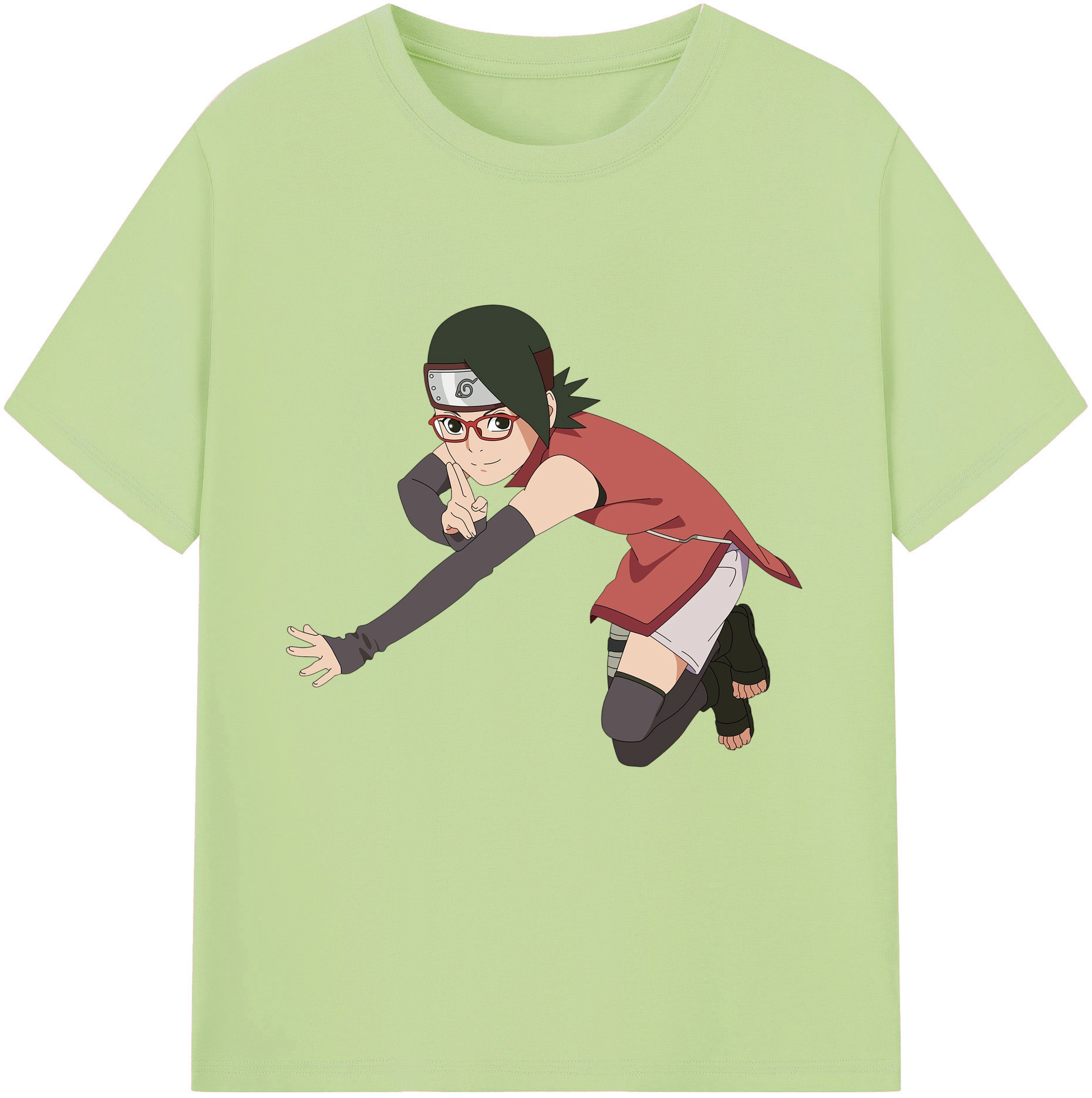 （画像用） NARUTO -ナルト- うちは サラダ Uchiha Sarada 綿100％半袖Tシャツ（フロントプリント）